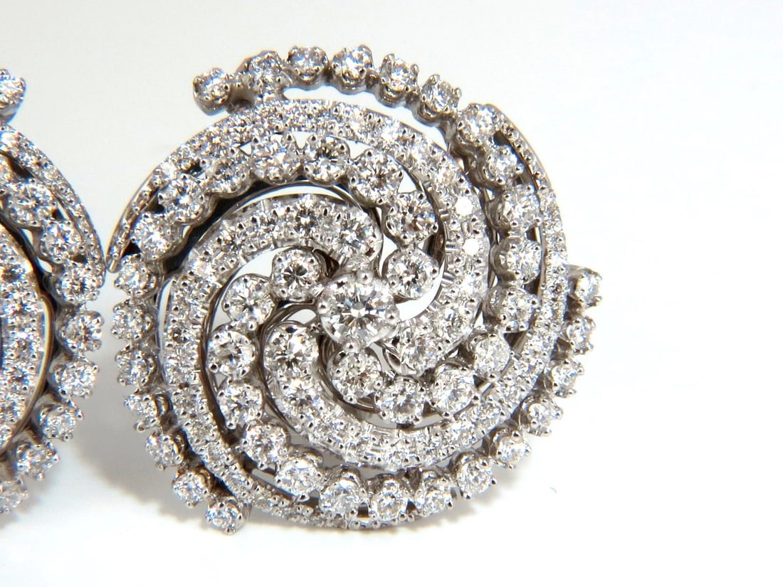 4.25CT SPIRAL KALEIDOSCOPE CIRCULAR ROTARY TWIST 18KT DIAMONDS EARRINGS** - 3