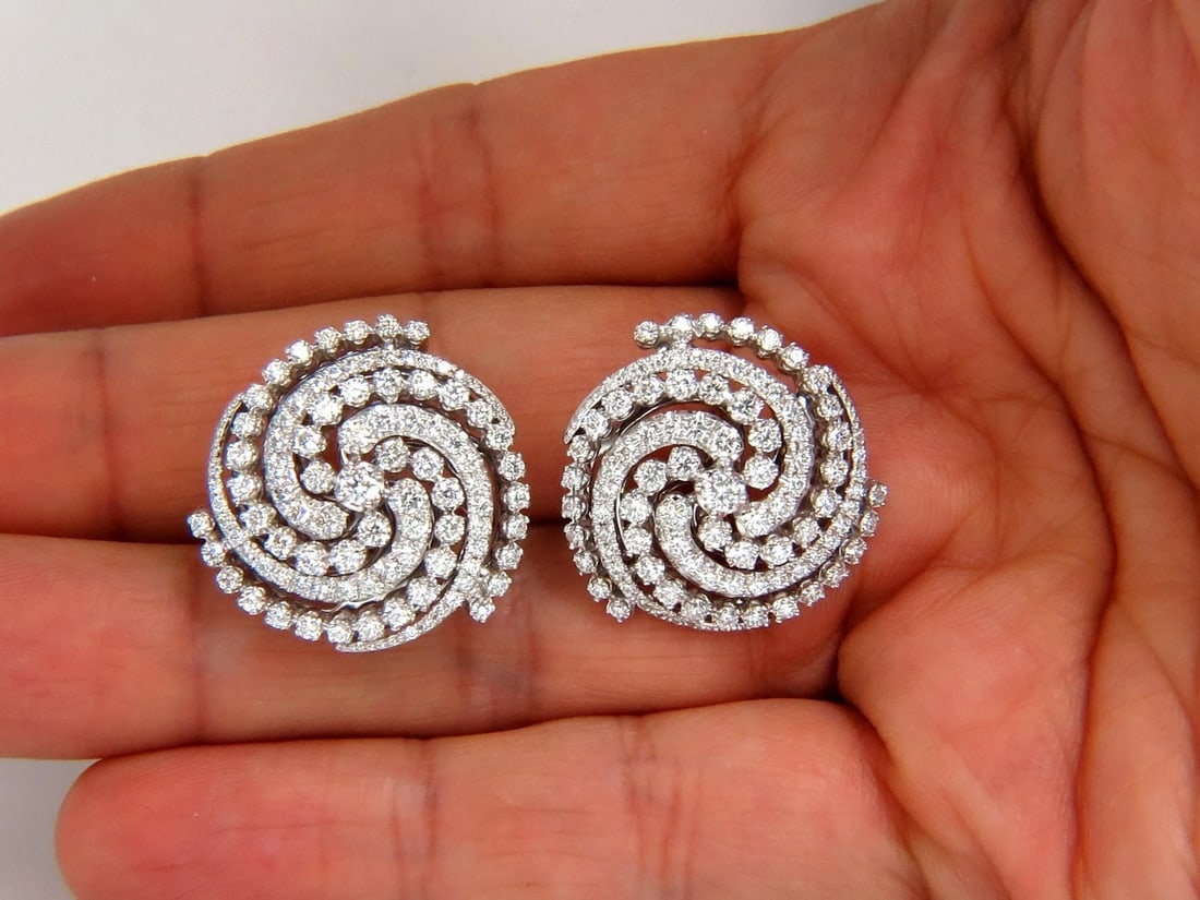 4.25CT SPIRAL KALEIDOSCOPE CIRCULAR ROTARY TWIST 18KT DIAMONDS EARRINGS** - 7
