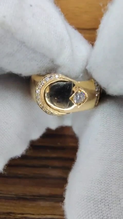 .40ct Natural Round Diamond Crescent Ring 18kt Gold England** - 2