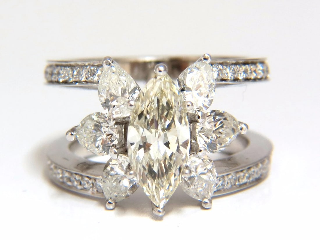 4.12ct natural diamonds marquise / pear eternity ring cocktail mod 14kt *v - 3