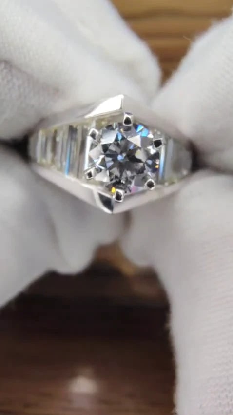 GIA Certified .73ct & 1.50ct round natural diamond baguette ring cut f/vvs1 *v - 2