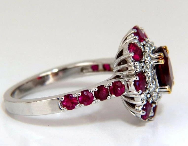 GIA Certified 2.92 Carat Natural Ruby Diamond Ring 14kt Cluster 12346 *v - 3