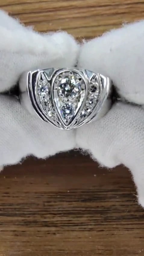 1.00 Natural Carat Diamond Cluster Ring 14 Karat H-Vs2 French Pave 42130 *v - 2
