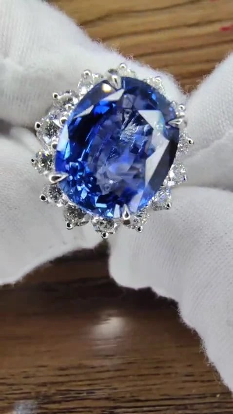 GIA Certified 11.79ct Natural Blue Sapphire Diamonds Ring 14kt Gold 85441 *v - 2