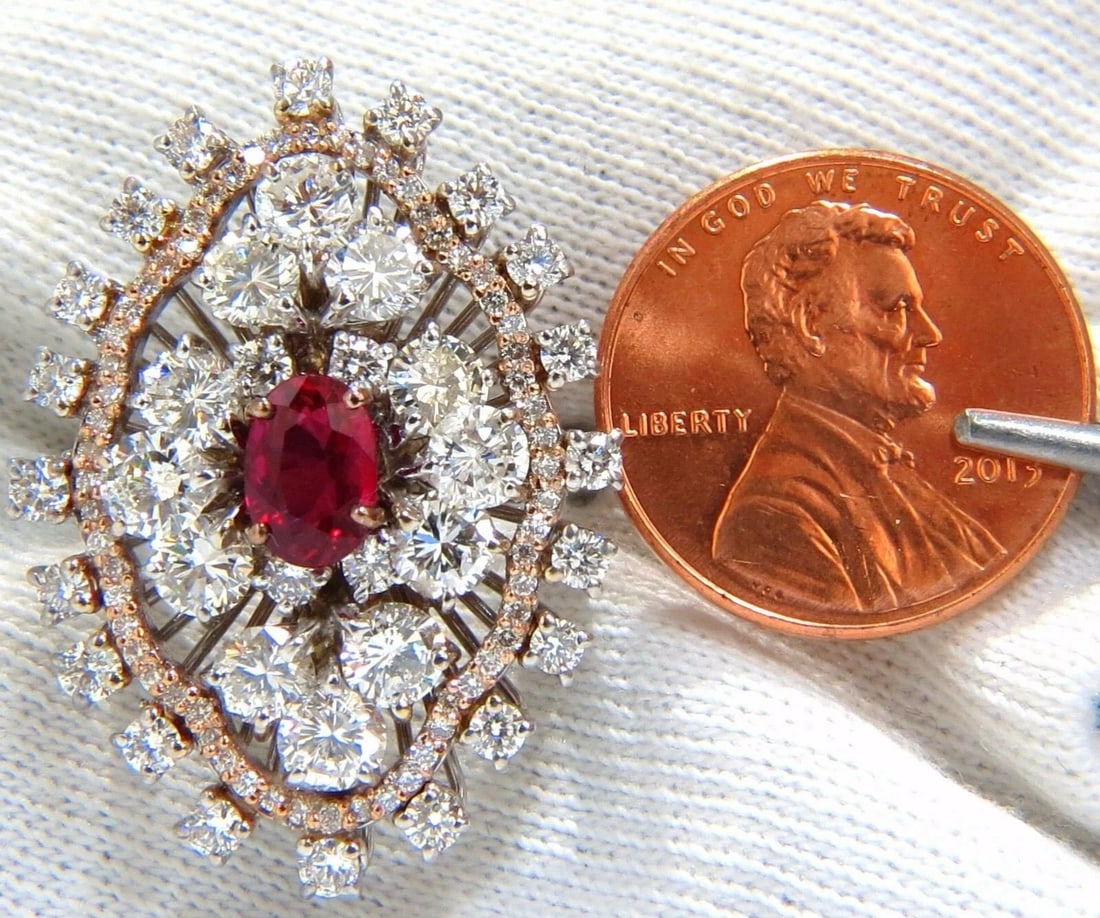 GIA Certified 6.01ct natural no heat supreme ruby diamonds cluster ring 18kt*v - 4