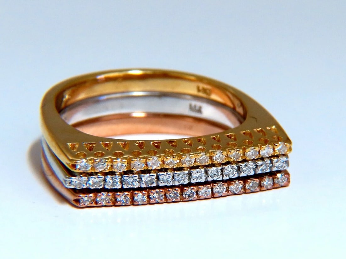 .75ct Natural Diamonds Stacking Bands 14kt Gold Mod minimalist deco *v - 3