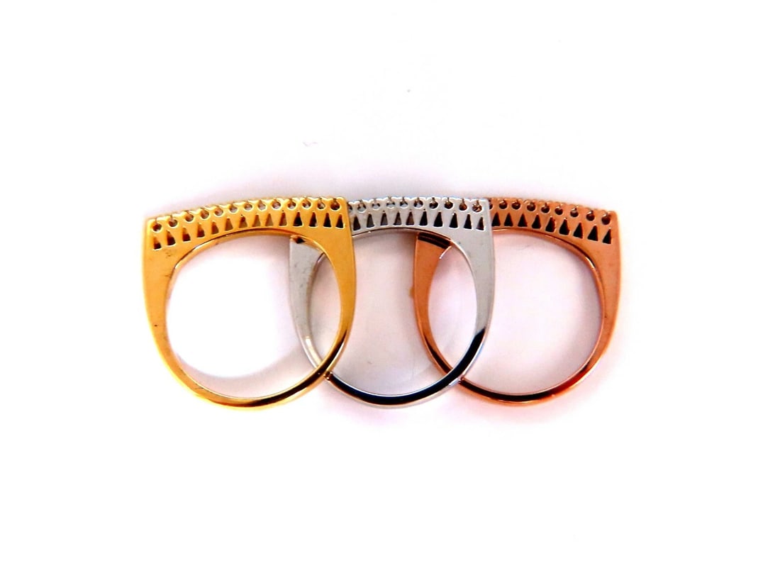 .75ct Natural Diamonds Stacking Bands 14kt Gold Mod minimalist deco *v - 6