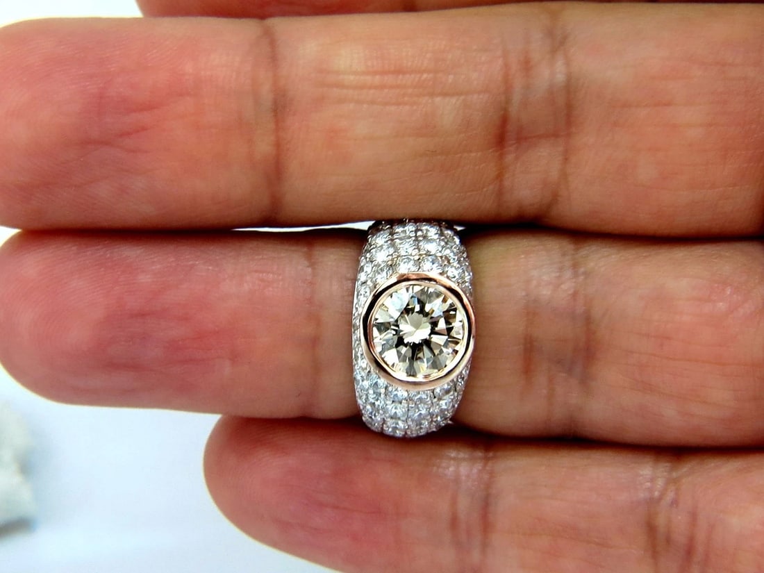 GIA Certified 1.58ct Natural Fancy light brown round cut diamond ring 14kt*v - 10