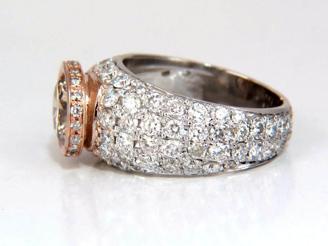 GIA Certified 1.58ct Natural Fancy light brown round cut diamond ring 14kt*v - 5