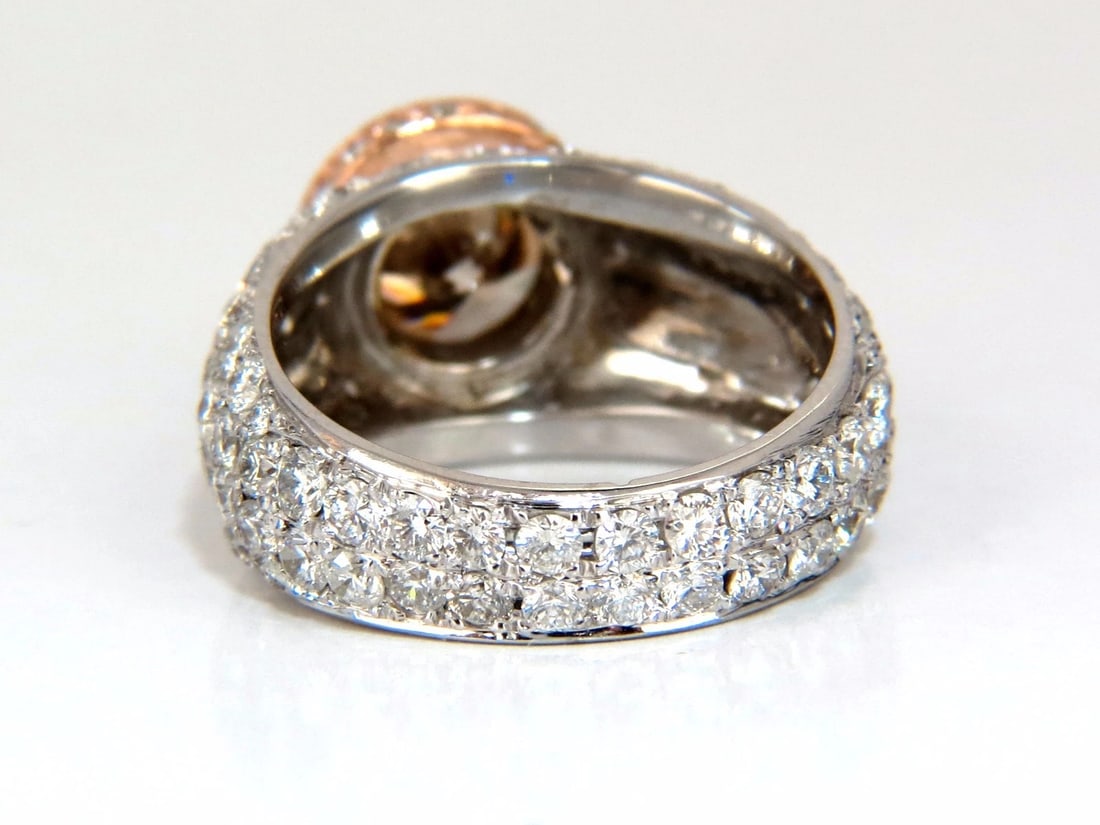 GIA Certified 1.58ct Natural Fancy light brown round cut diamond ring 14kt*v - 6