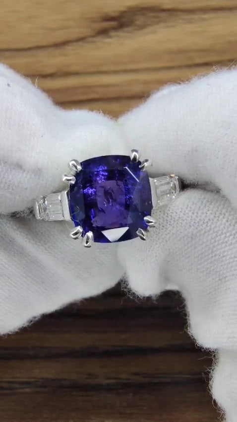 4.44ct GIA Certified Natural Color Change Blue Sapphire Ring 18kt*v - 2