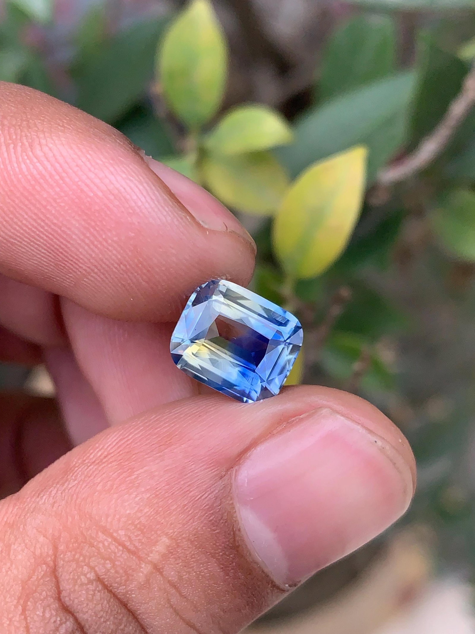 3 Carat No Heat Bi Color Ceylon Sapphire, Cushion Cut Blue & Green Sapphire Stone - 6