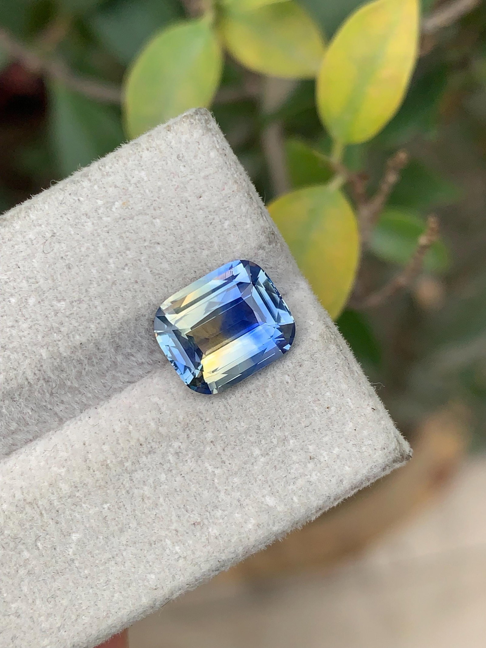 3 Carat No Heat Bi Color Ceylon Sapphire, Cushion Cut Blue & Green Sapphire Stone - 9
