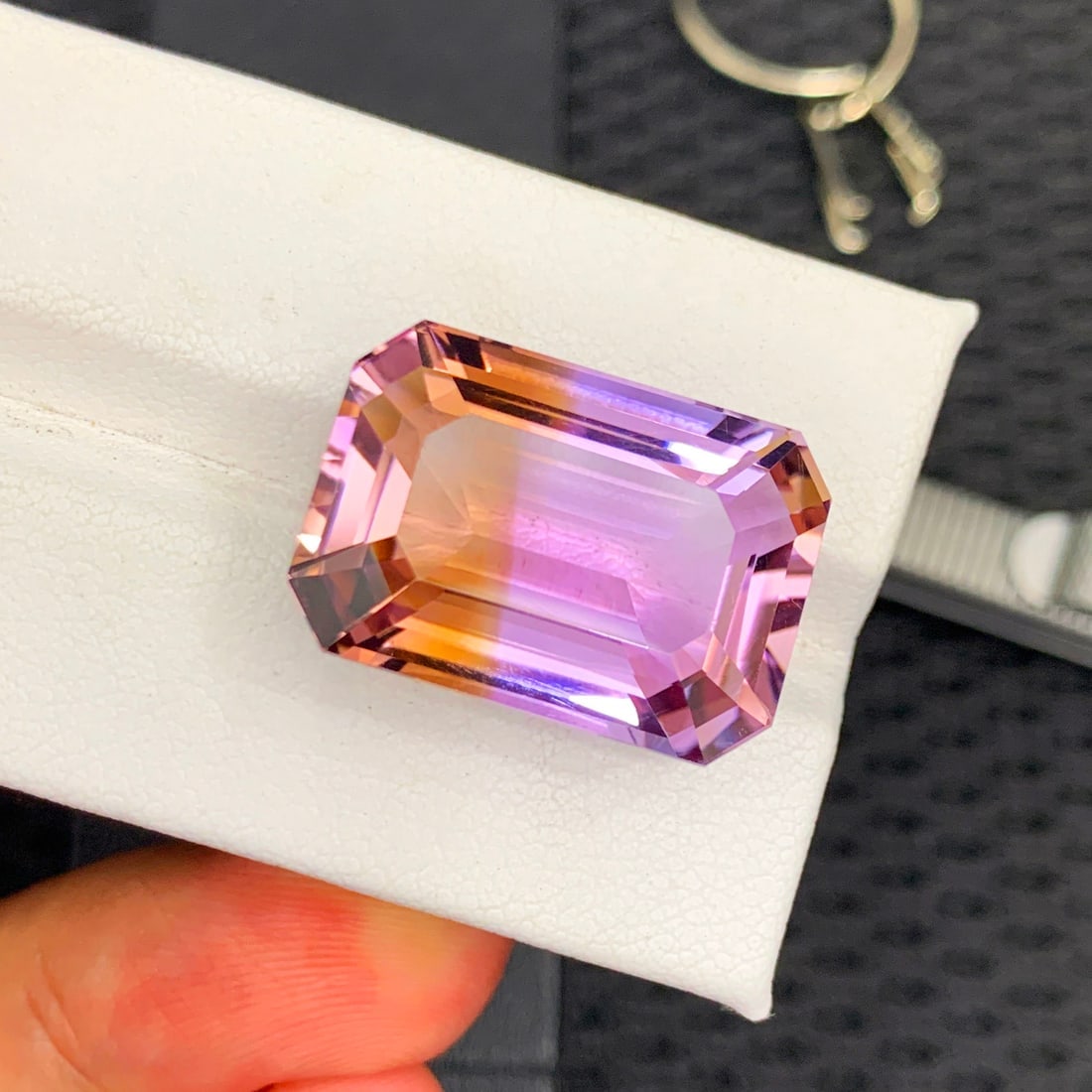 Emerald Cut Ametrine Gemstone For Jewelry, Bi Color Ametrine Stone - 2