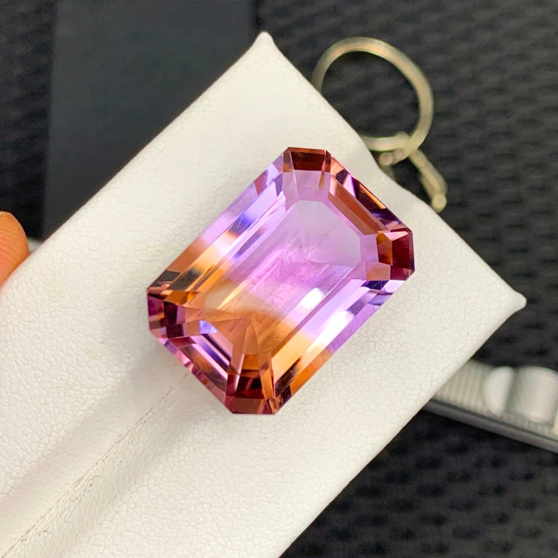 Emerald Cut Ametrine Gemstone For Jewelry, Bi Color Ametrine Stone - 3