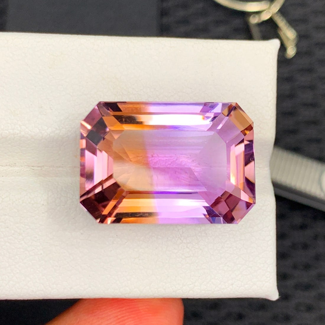 Emerald Cut Ametrine Gemstone For Jewelry, Bi Color Ametrine Stone - 4