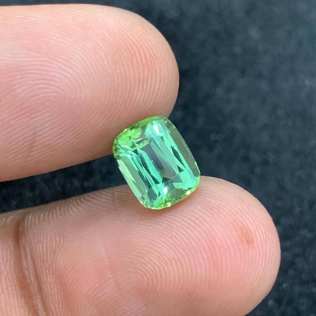 Mint Green Tourmaline Gemstone: 2.50 Carat Faceted Cushion Cut (1 of 8)