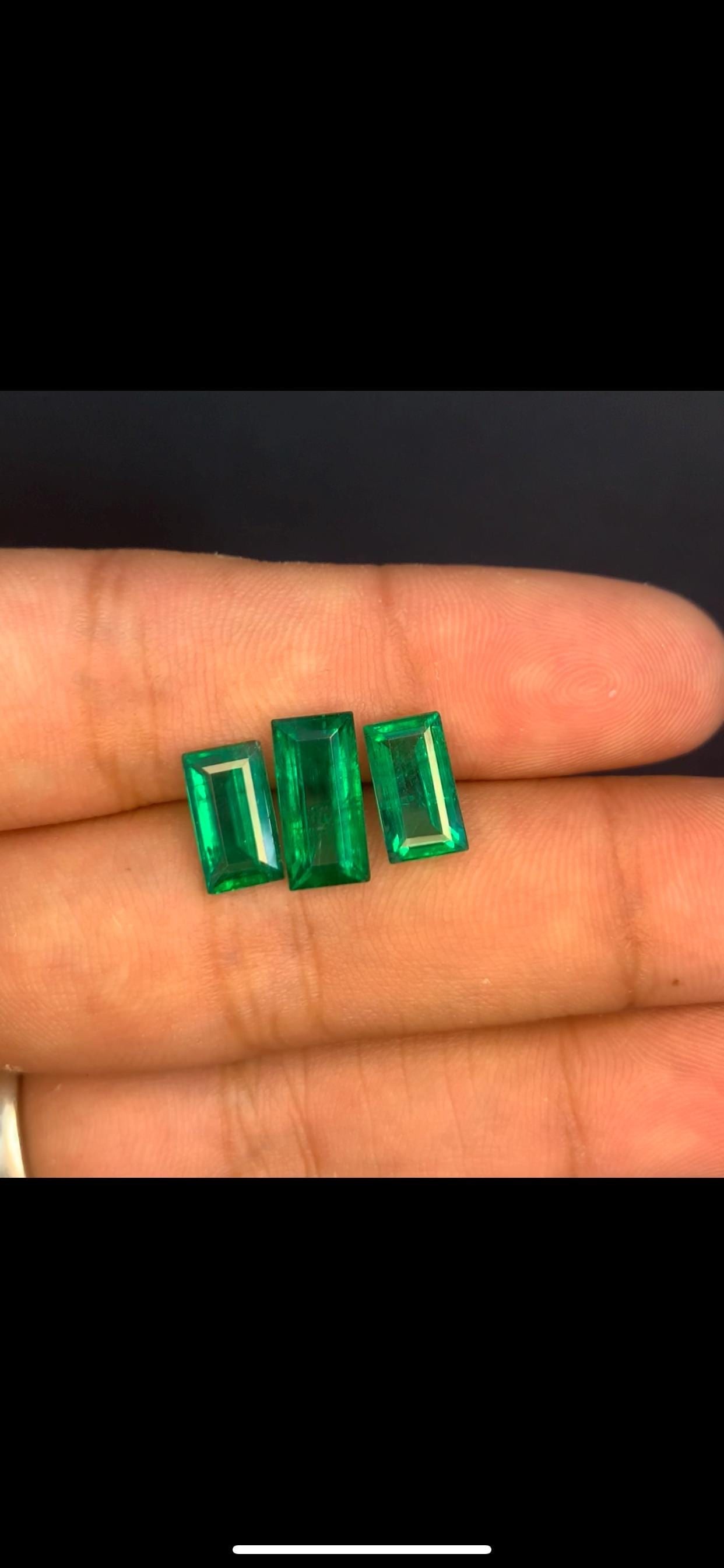 Zambian Emerald Gemstone Set: Emerald Cut Green Faceted Stones, 5.35 Carat - 8