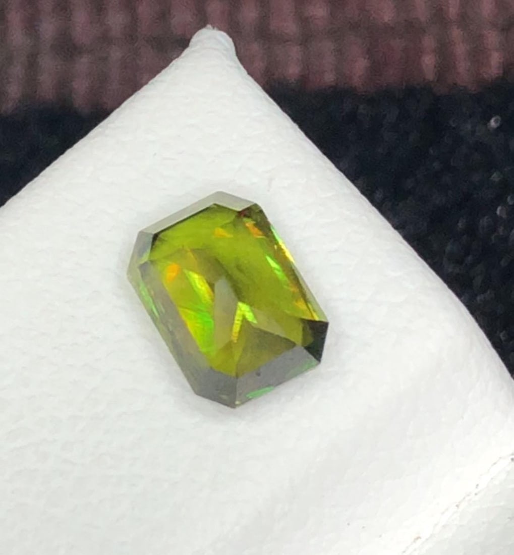 1.02 Carat Chrome Green Sphene Gemstone From Skardu Pakistan, Sparkling Fire Gem - 3