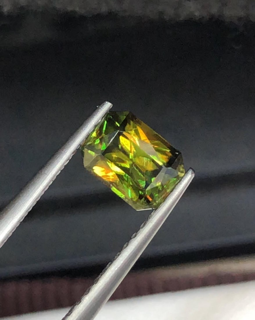 1.02 Carat Chrome Green Sphene Gemstone From Skardu Pakistan, Sparkling Fire Gem - 4
