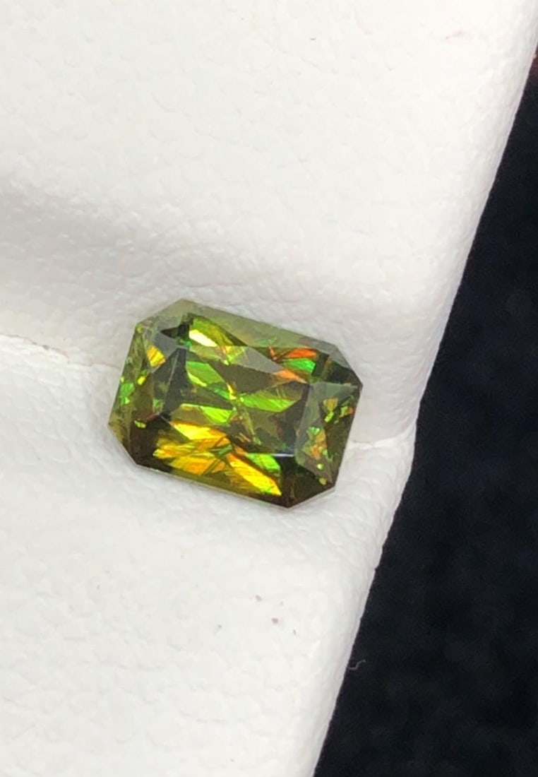 1.02 Carat Chrome Green Sphene Gemstone From Skardu Pakistan, Sparkling Fire Gem - 5