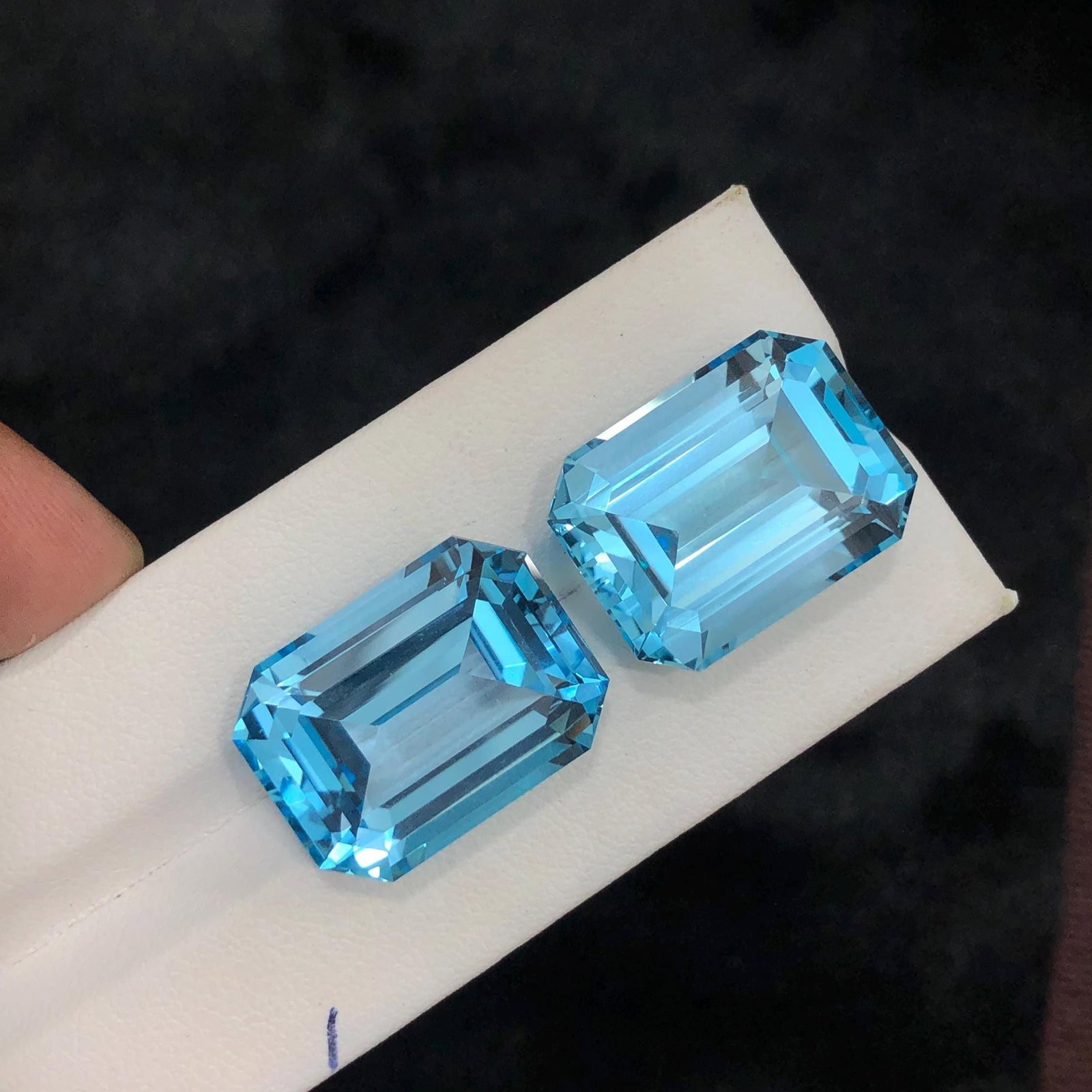 Emerald Cut Swiss Blue Topaz Pair: November Birthstone, 72.70 Carat - 3