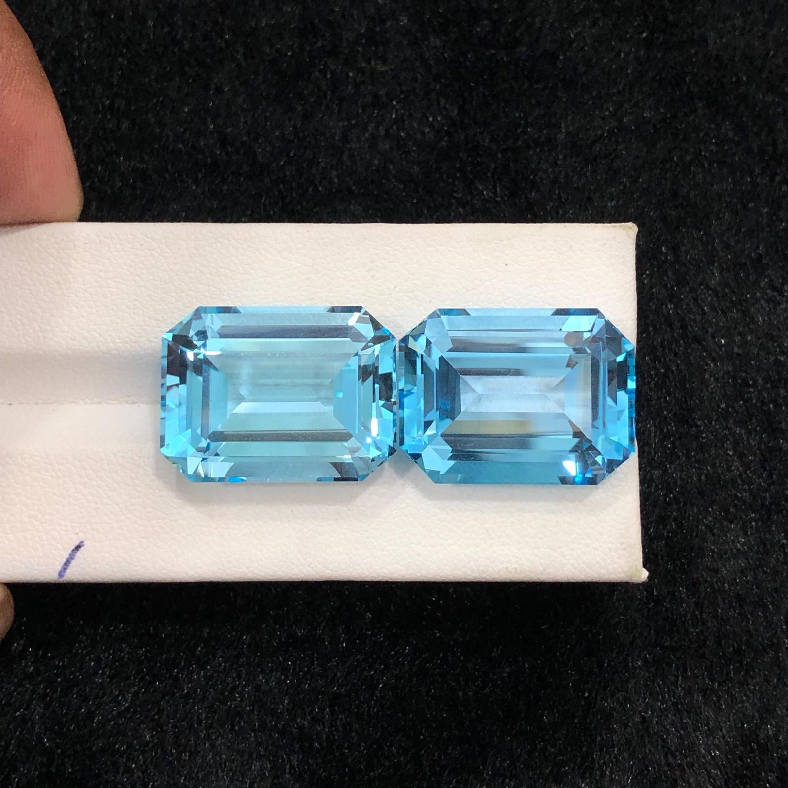 Emerald Cut Swiss Blue Topaz Pair: November Birthstone, 72.70 Carat - 4
