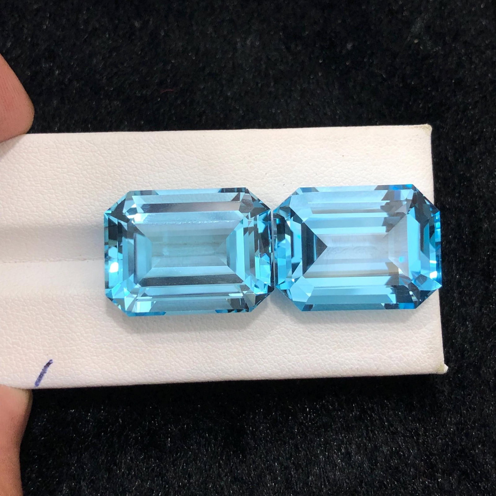 Emerald Cut Swiss Blue Topaz Pair: November Birthstone, 72.70 Carat - 6