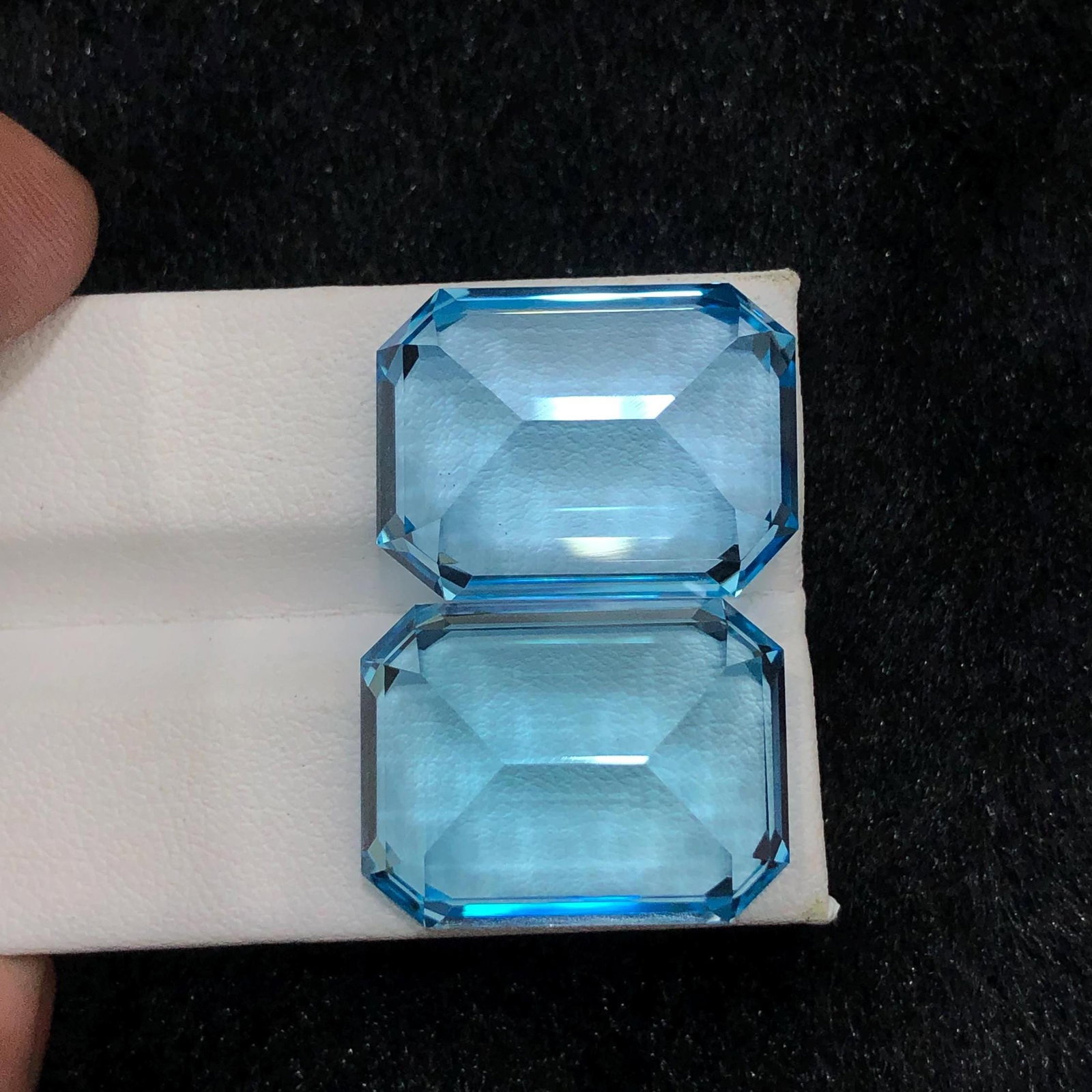 Emerald Cut Swiss Blue Topaz Pair: November Birthstone, 72.70 Carat - 7