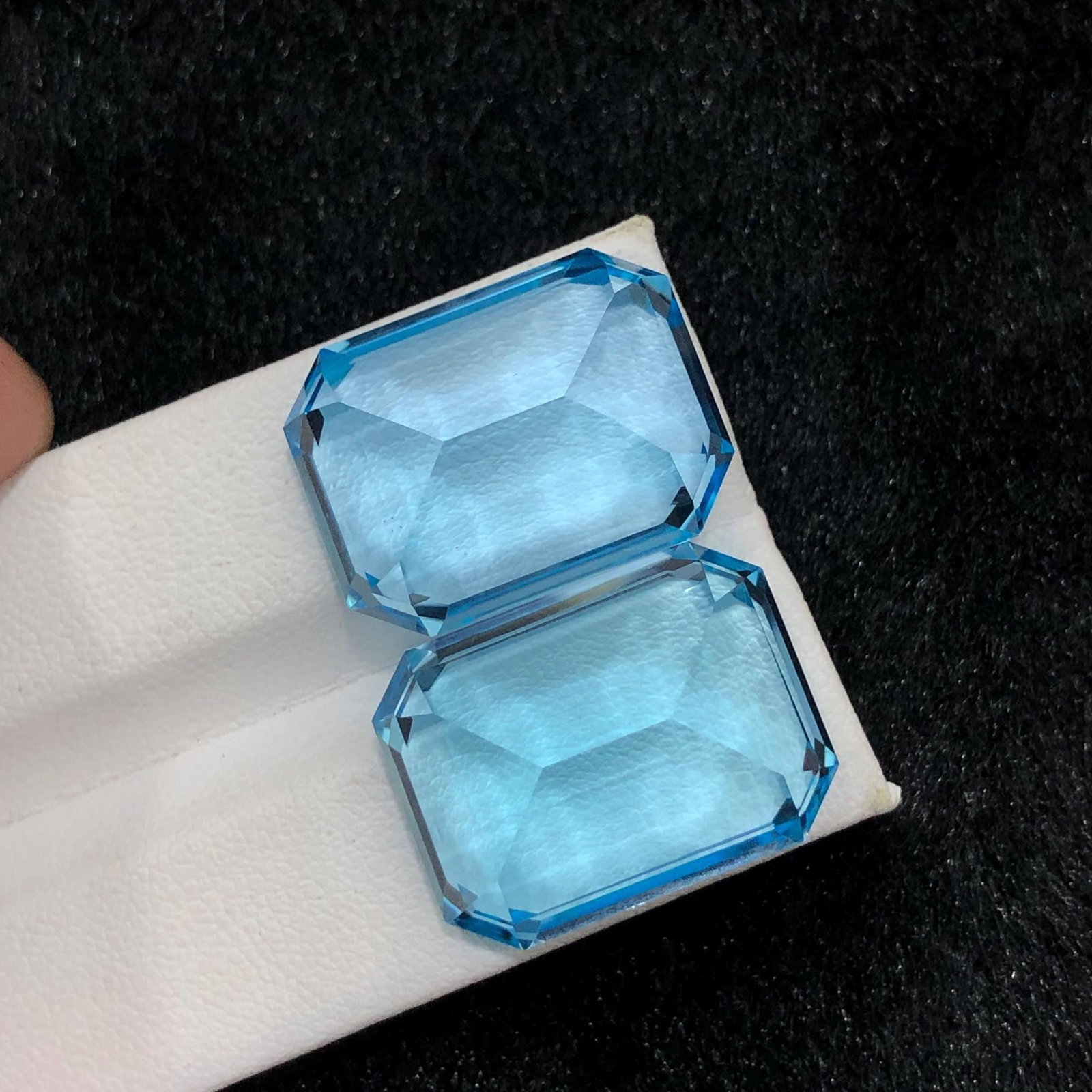 Emerald Cut Swiss Blue Topaz Pair: November Birthstone, 72.70 Carat - 8