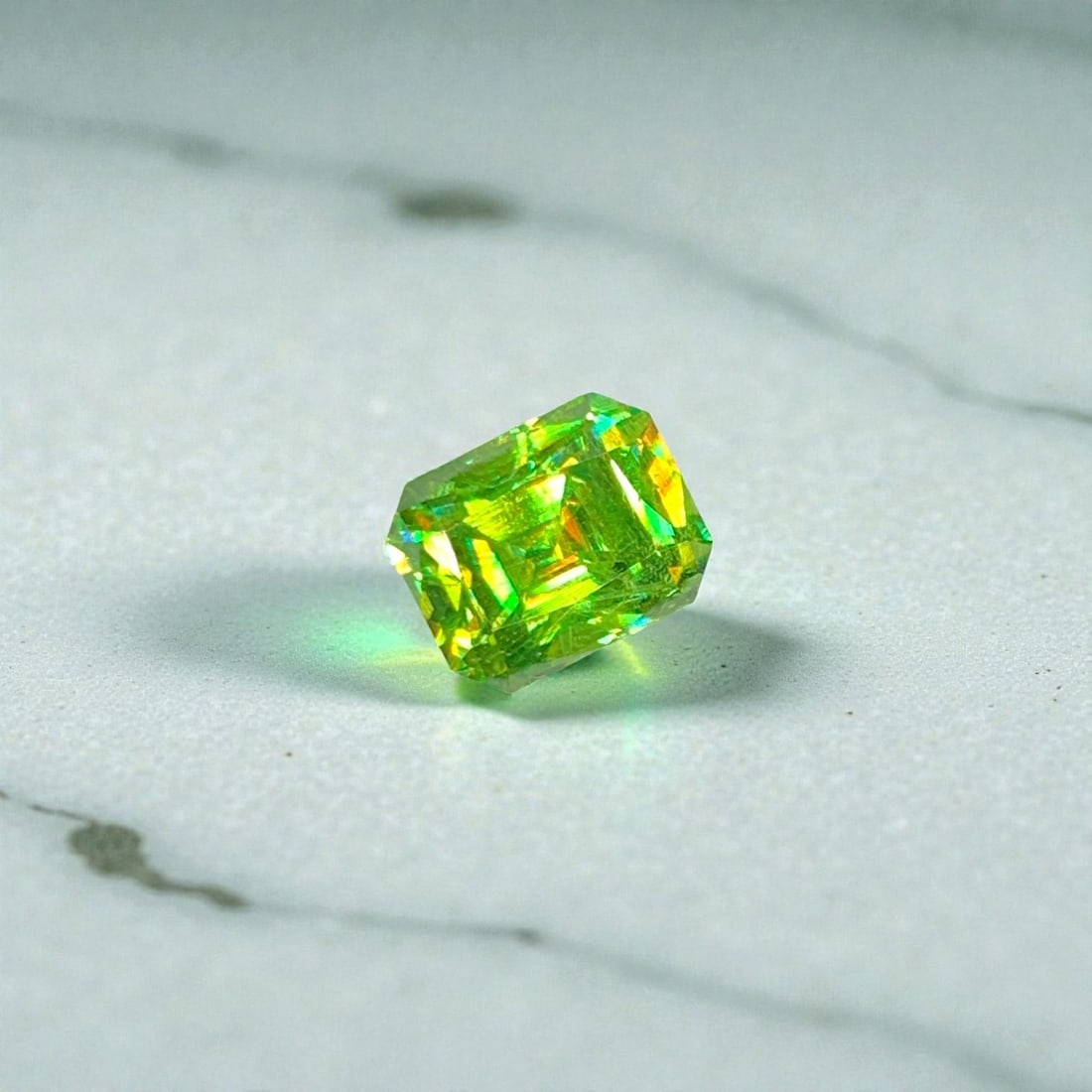 Full Fire Sphene Ring Stone, Green Sphene Gemstone For Jewelry: Full Fire Sphene Ring Stone, Natural Sphene Gemstone For Jewelry Weight (CT) : 2.20 Measurements(MM) : 8 x 6 x 5 Shape : Rectangular Color : Green Treatment : None Clarity : Eye Clean Origin :
