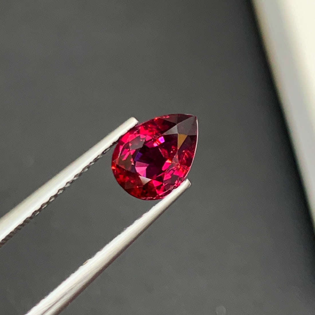 Pomegranate Red Spinel Gemstone, Natural Spinel Ring Stone, Pear Shape - 2