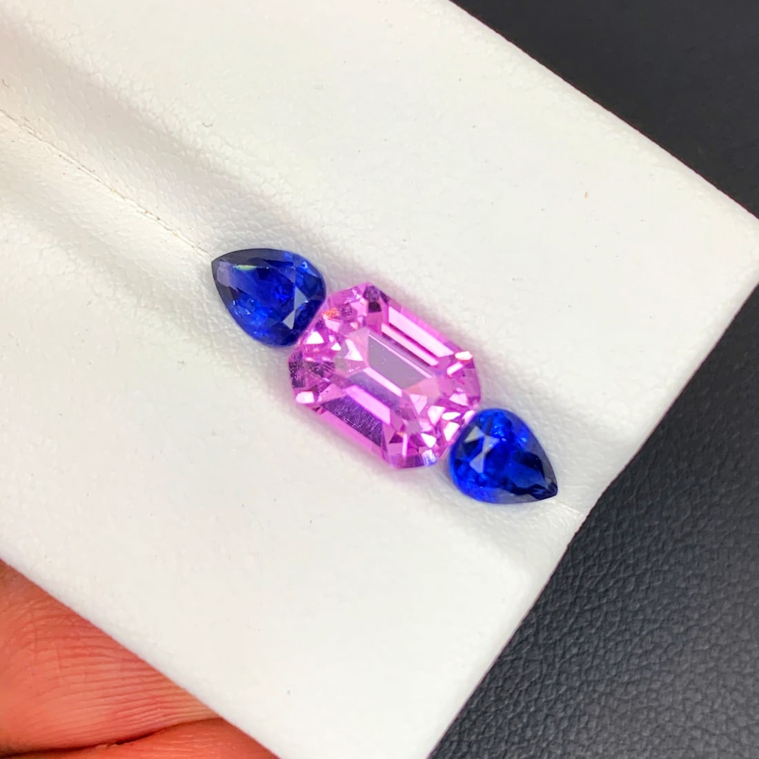Blue Sapphire Pair Ring Stones, Pink Kunzite Stone with Sapphires Gemstones - 3