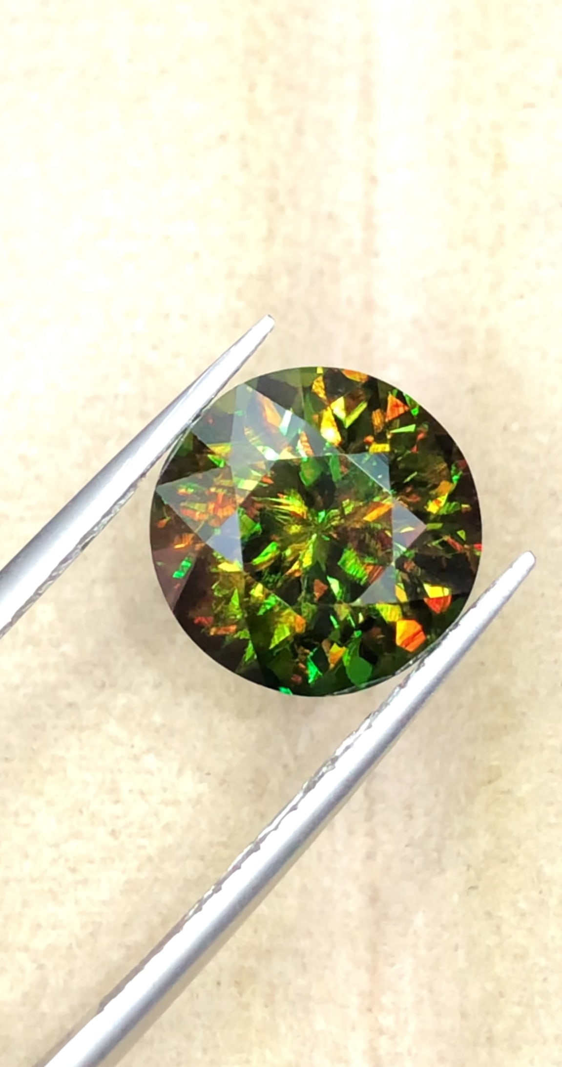 4.820 Carats Natural Diamond Cut Chrome Sphene Titanite Gemstone: Chrome sphene is rarest and most valuable. In general, lighter colors (namely green, yellow, and light orange) will carry greater value than even rich hues because pale colors display the stone's disp