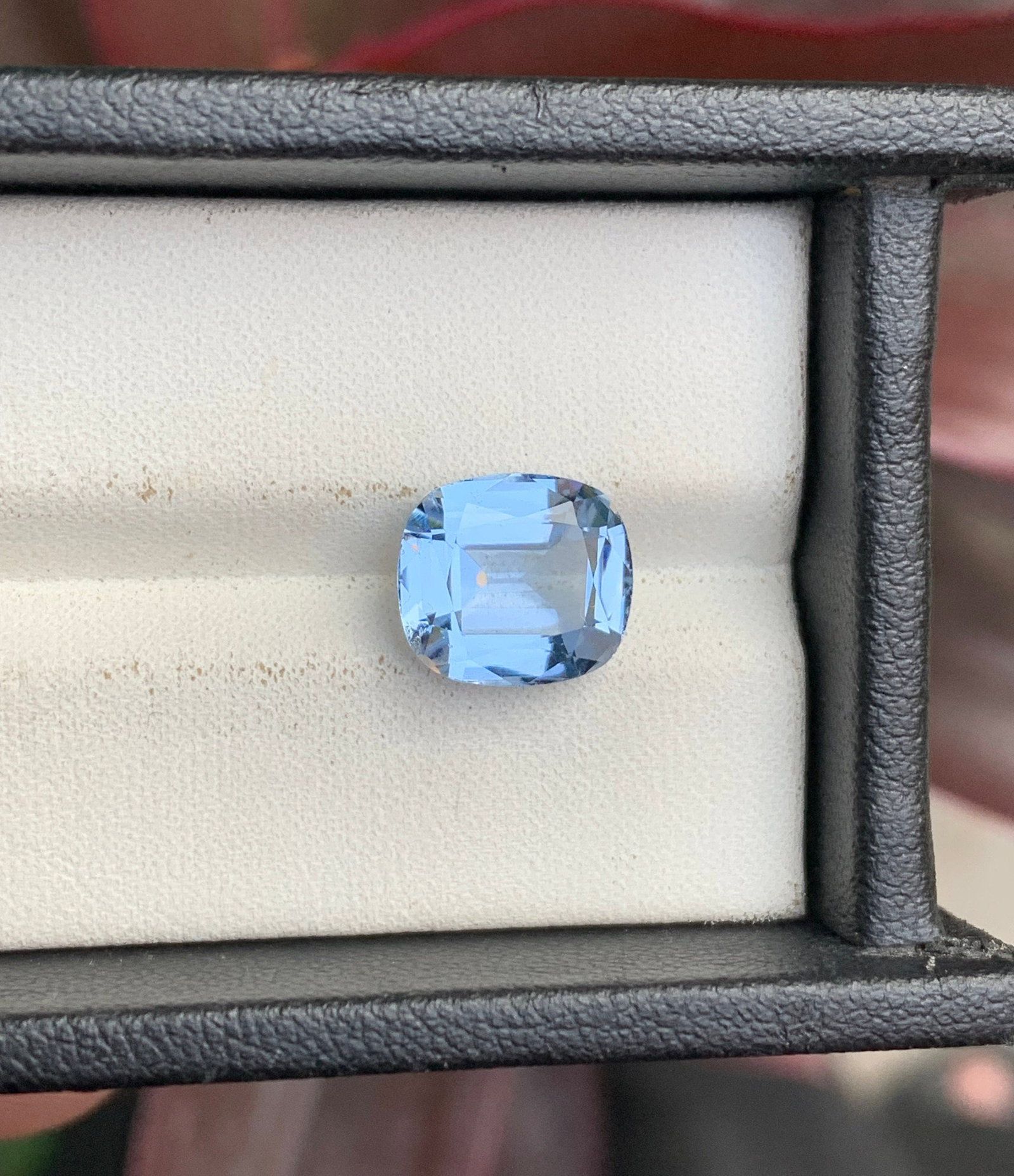 Santa Maria Aquamarine Gemstone: 4.5 CT Cushion Cut, Loupe Clean: Discover the exquisite allure of our Santa Maria Aquamarine loose gemstone. Expertly faceted into a captivating fancy trillion cut, its remarkable clarity enhances its stunning Santa Maria blue hue, r