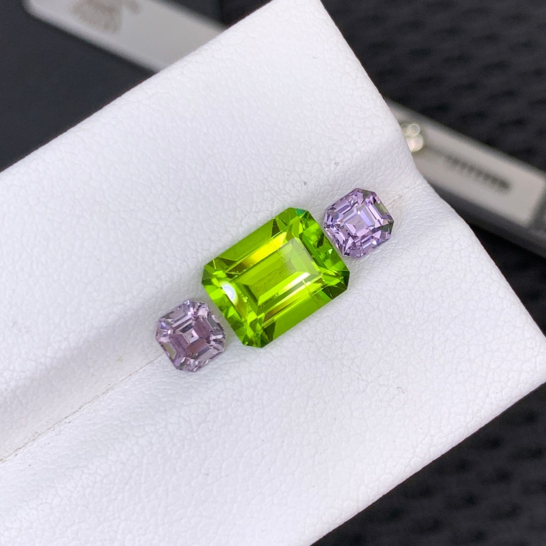 Olive Peridot Gemstone with Lavender Spinel Pair For Ring Making - 2
