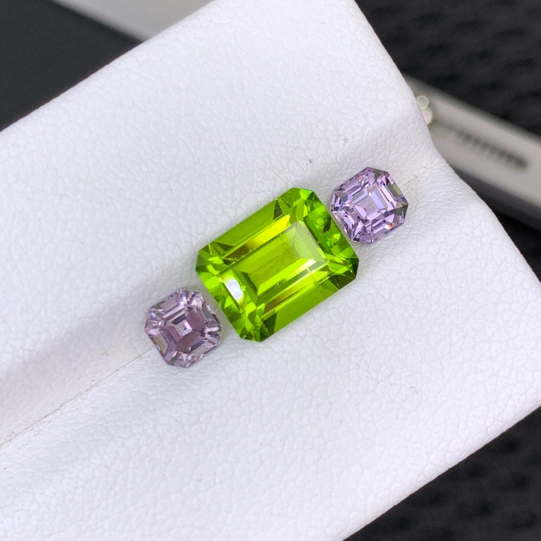Olive Peridot Gemstone with Lavender Spinel Pair For Ring Making - 3