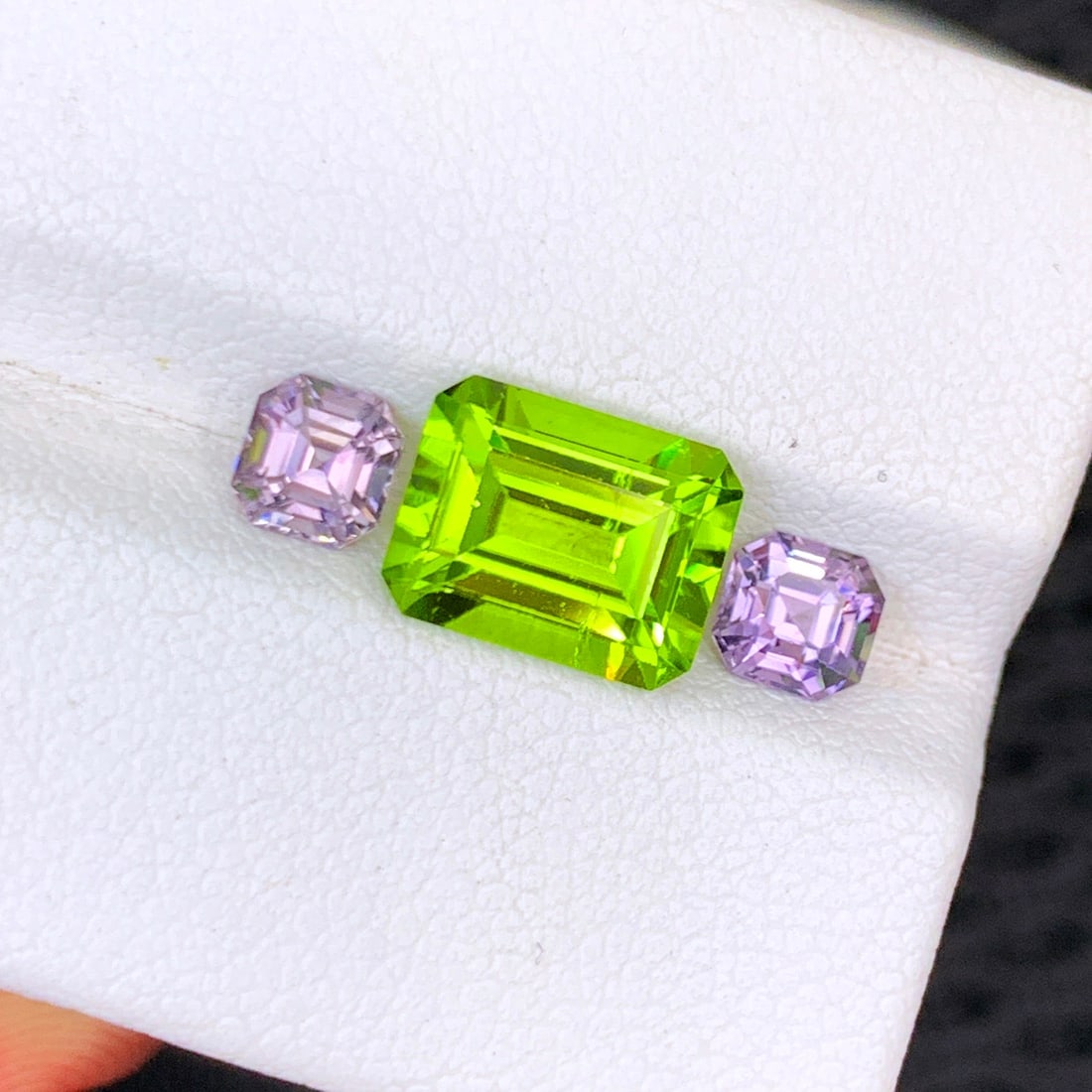 Olive Peridot Gemstone with Lavender Spinel Pair For Ring Making - 4