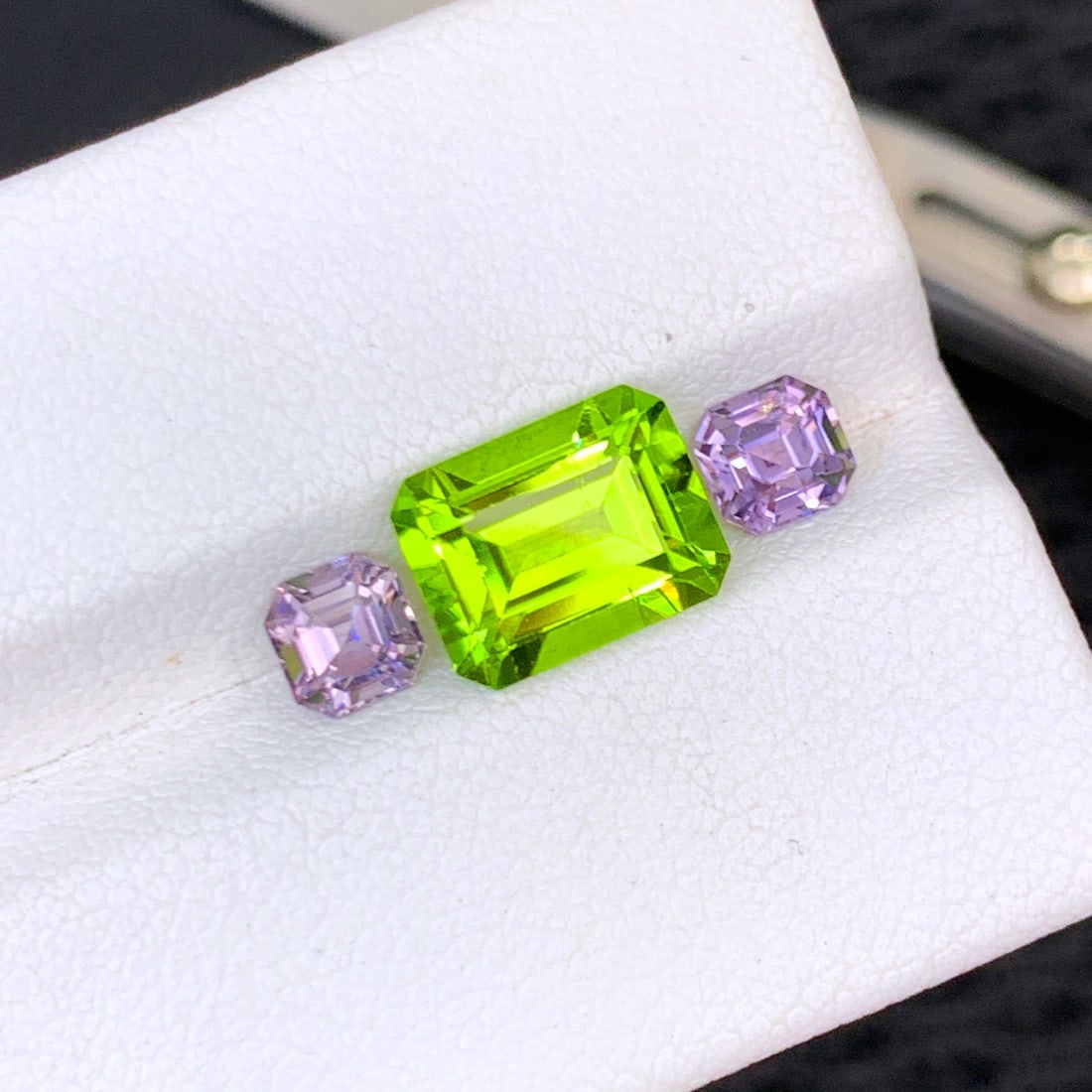 Olive Peridot Gemstone with Lavender Spinel Pair For Ring Making - 5