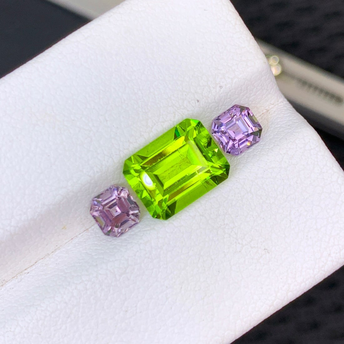 Olive Peridot Gemstone with Lavender Spinel Pair For Ring Making - 6