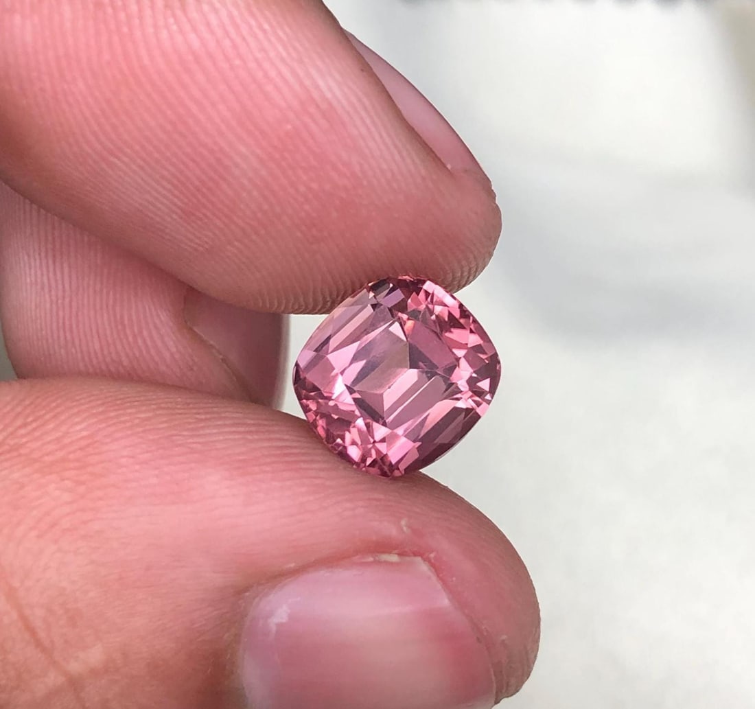 Hot Pink Tourmaline Gemstone: Natural Oval Cushion Cut (9x8.3x7.5mm) (1 of 9)