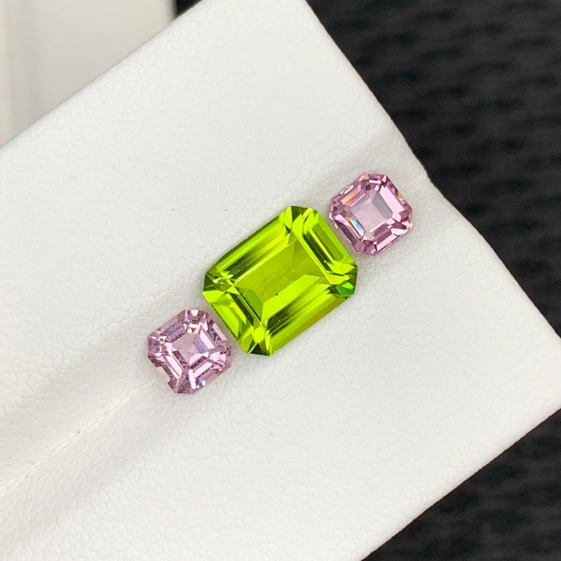 Olive Green Peridot Gemstone with Pink Spinel Stones For Ring - 3