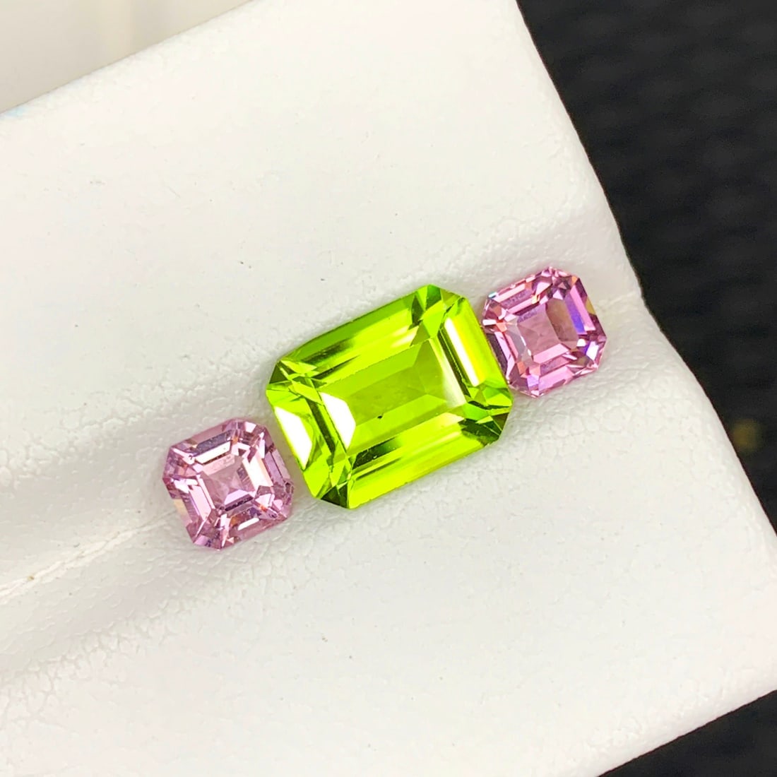 Olive Green Peridot Gemstone with Pink Spinel Stones For Ring - 6