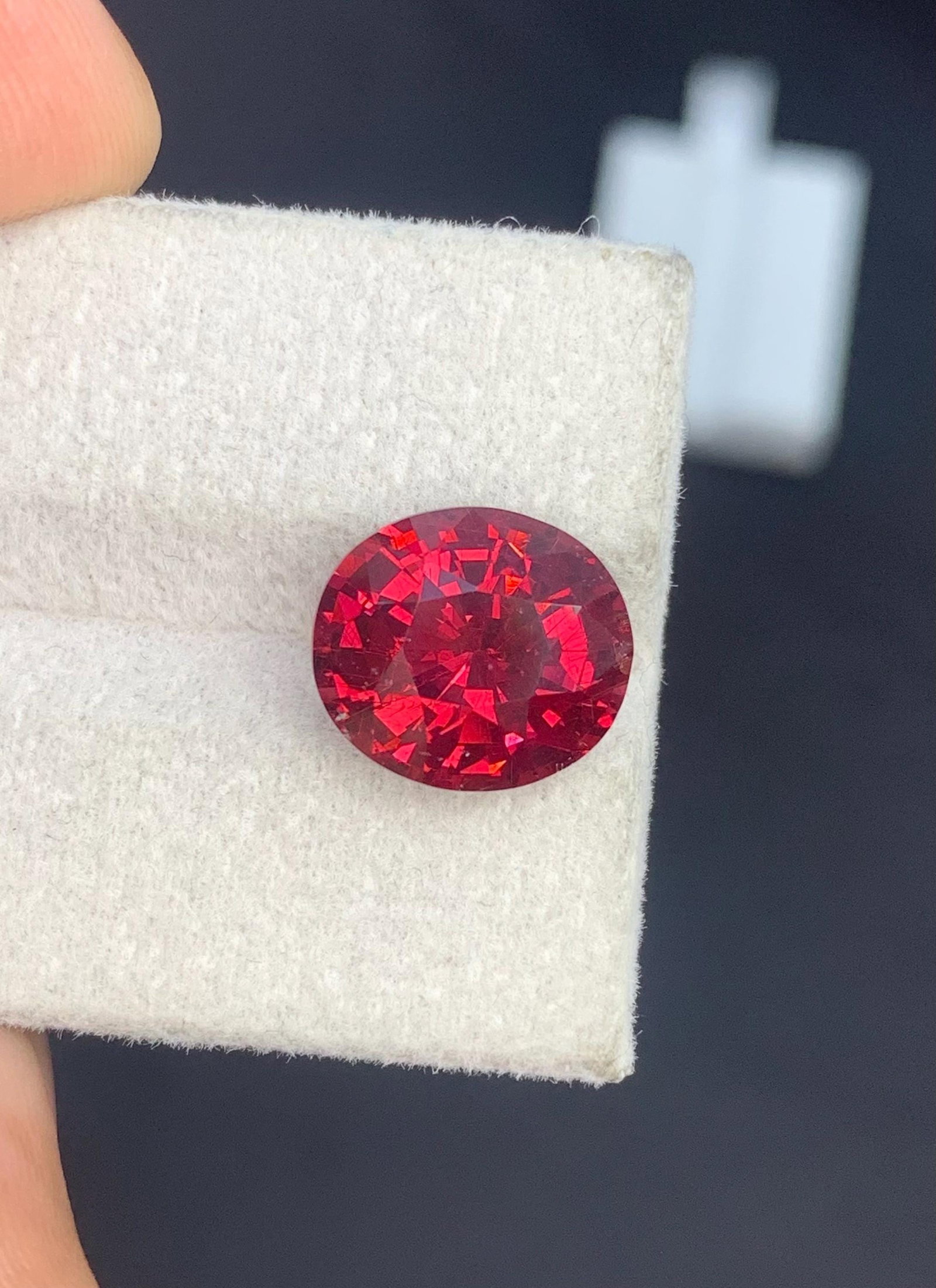 5.70 Carat Cherry Red Garnet Gemstone, Brilliant Fancy Oval Cut Gemstone - 4