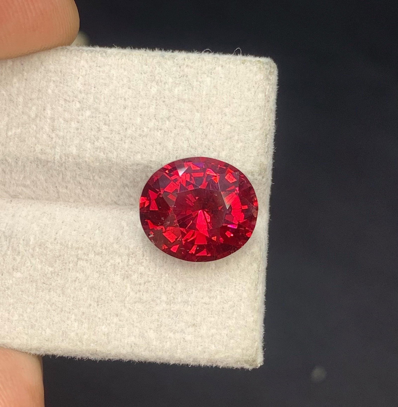 5.70 Carat Cherry Red Garnet Gemstone, Brilliant Fancy Oval Cut Gemstone - 5