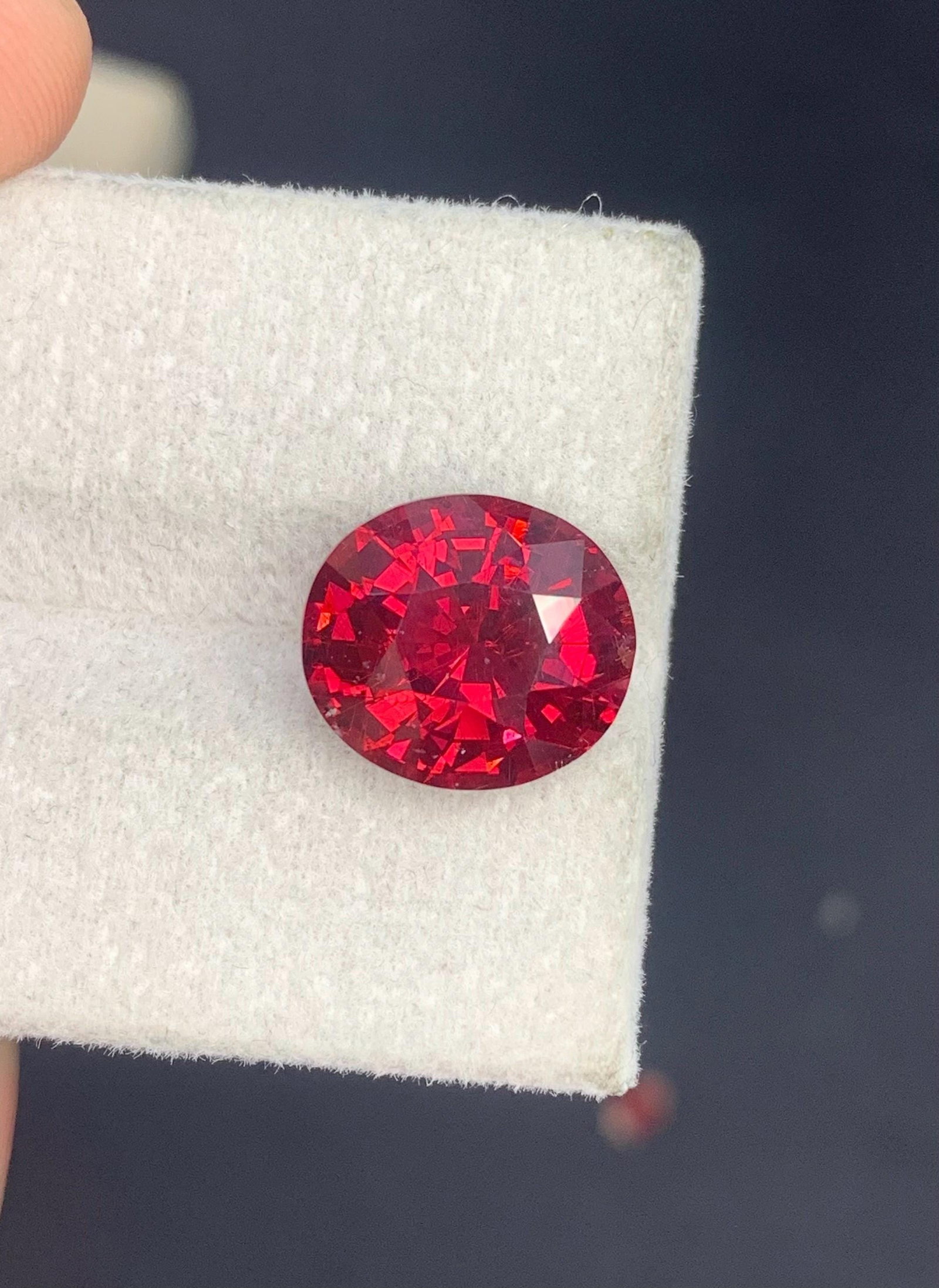5.70 Carat Cherry Red Garnet Gemstone, Brilliant Fancy Oval Cut Gemstone - 6