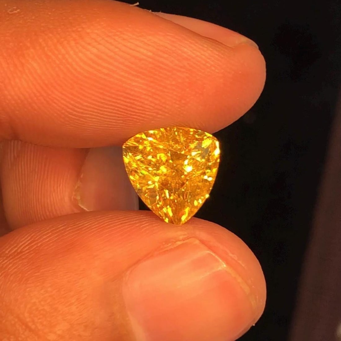 Trillion Cut Sphene Titanite Gemstone: Yellow Orange, 3.830 Ct - 4
