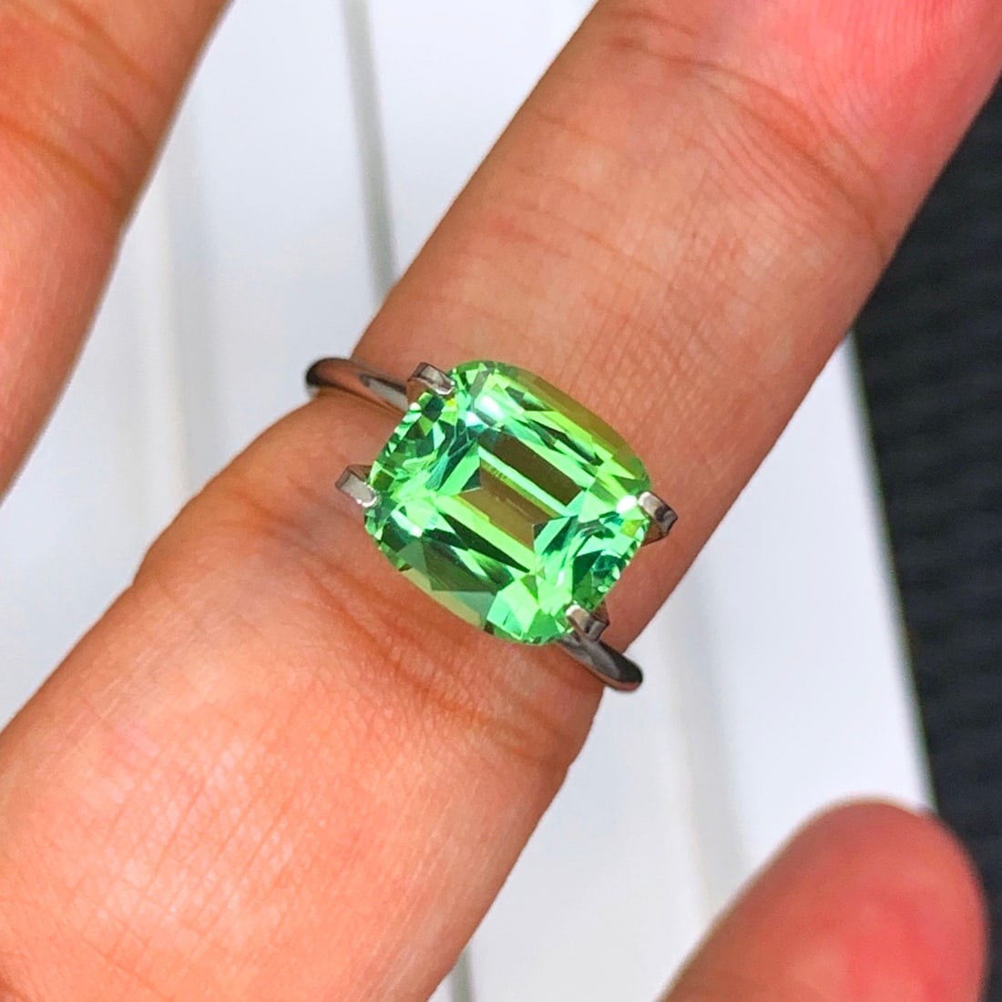 Apple Green Tourmaline Ring Stone, Natural Tourmaline Gemstone For Jewelry - 6