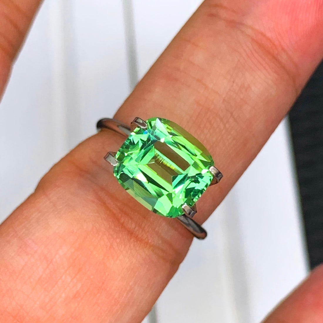 Apple Green Tourmaline Ring Stone, Natural Tourmaline Gemstone For Jewelry - 7