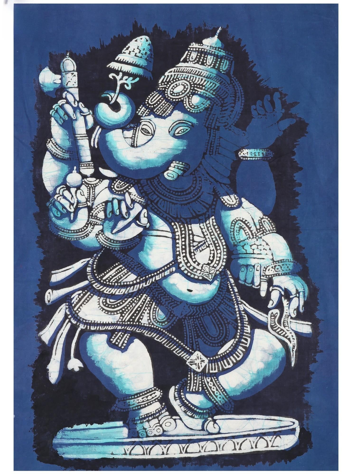Dancing Lord Ganesha | Batik Paintng: Title: Dancing Lord Ganesha | Batik Paintng Description: Folk Paintings Reserve: $36.00 Shipping: Domestic: Shipping rates are determined by destination International: Foreign shipping rates are deter